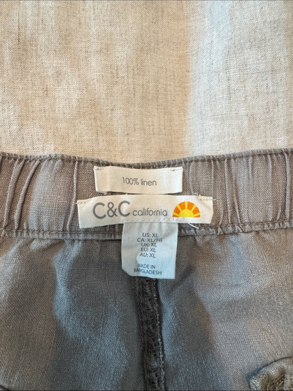 C&C California High-Waist Linen-Blend Shorts in Taupe - Picture 6 of 6